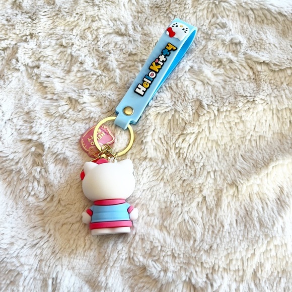 Sanrio Hello Kitty In A Pink & Blue Suit Keychain Bag Accessory Wristlet - Picture 2 of 2